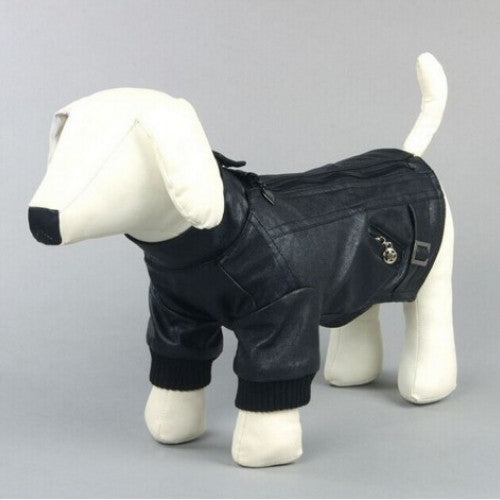 Leather dog coat Jacket zipper design pet clothes